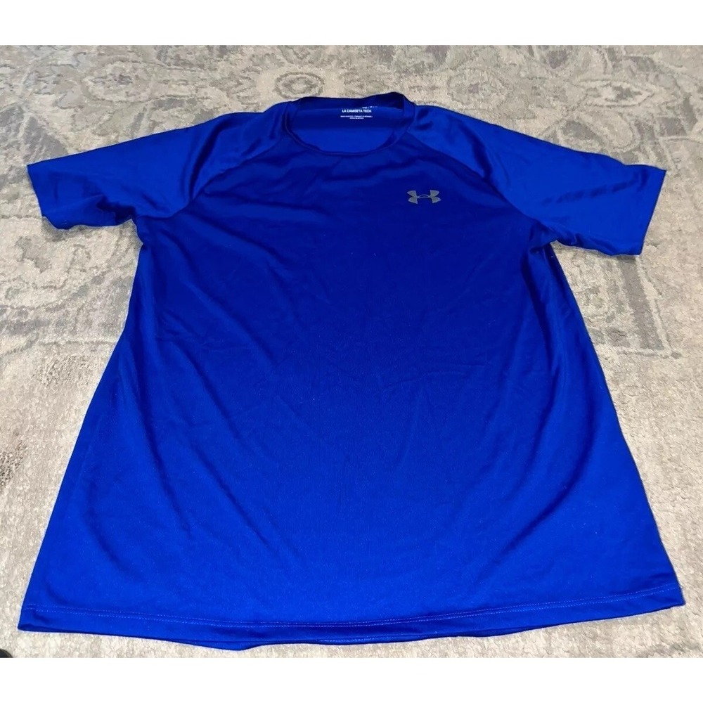 Under Armour Gym‎ Shirt The Tech Tee Blue Athletic Mens Size Medium Shirt Sleeve